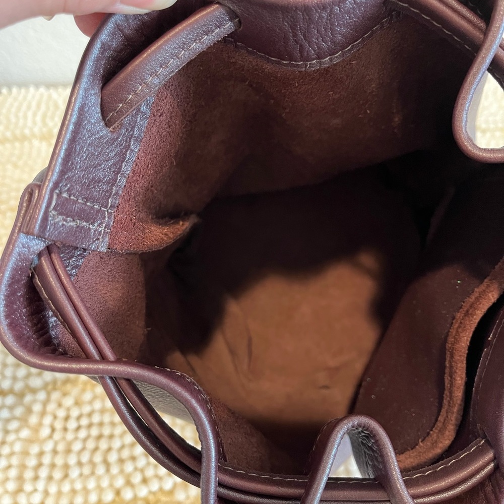 Beautiful Burgundy Leather Drawstring Bag - Picture 5 of 7